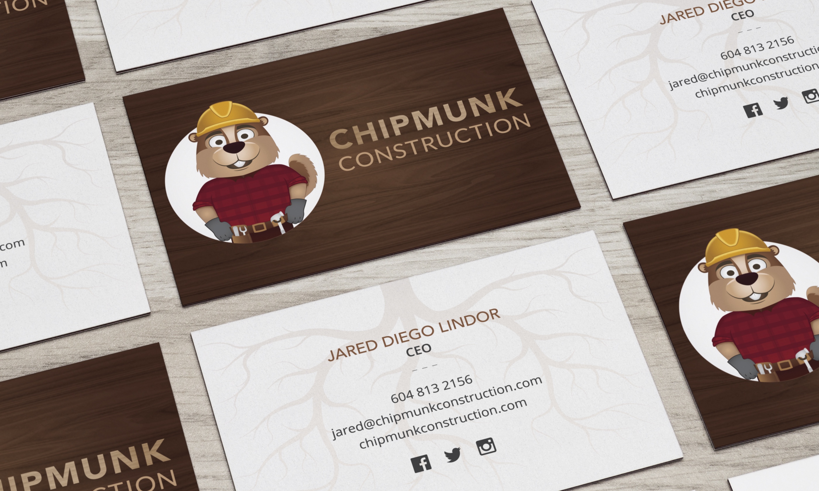 Chipmunk Construction business cards